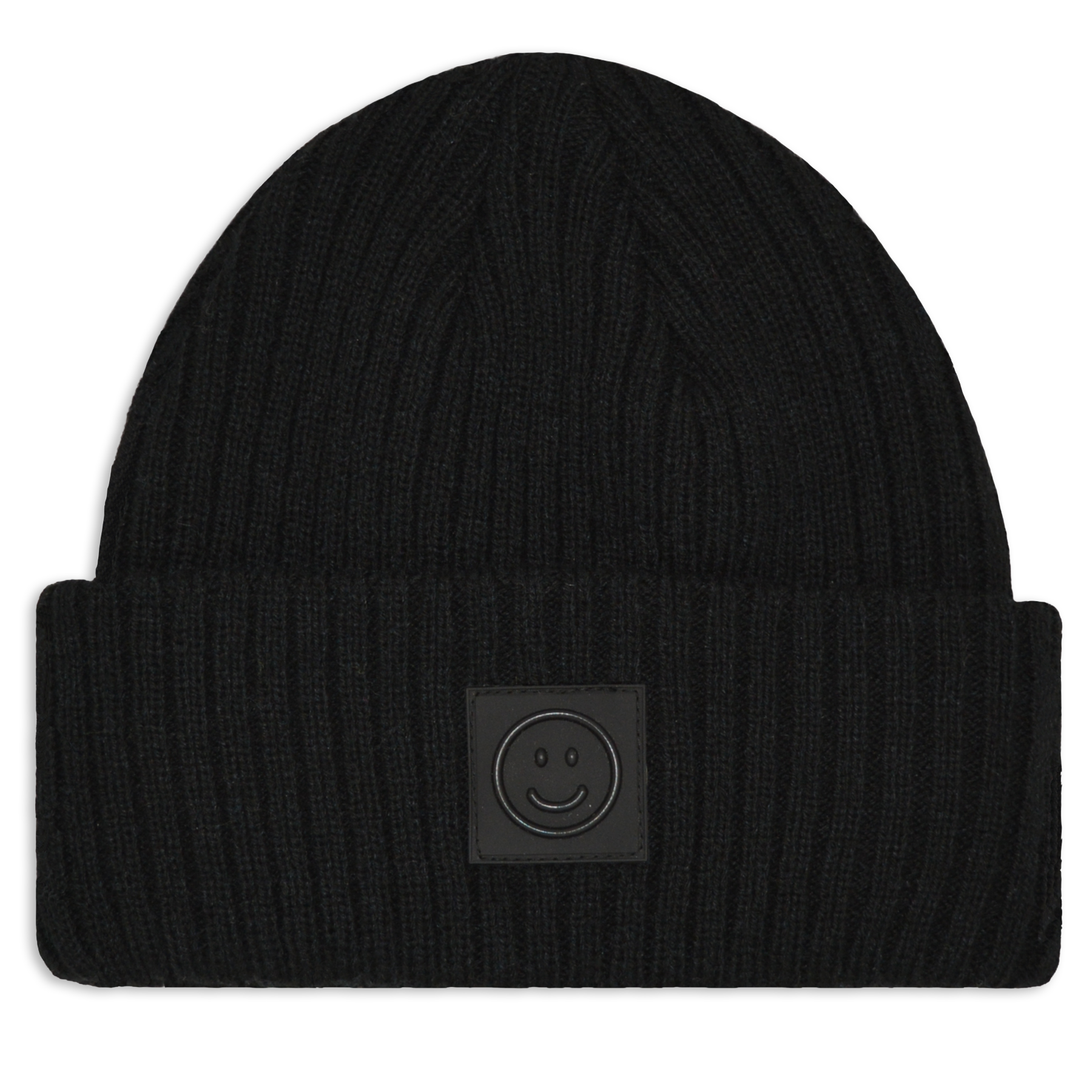 Knit Hat with Smiley Patch - Children