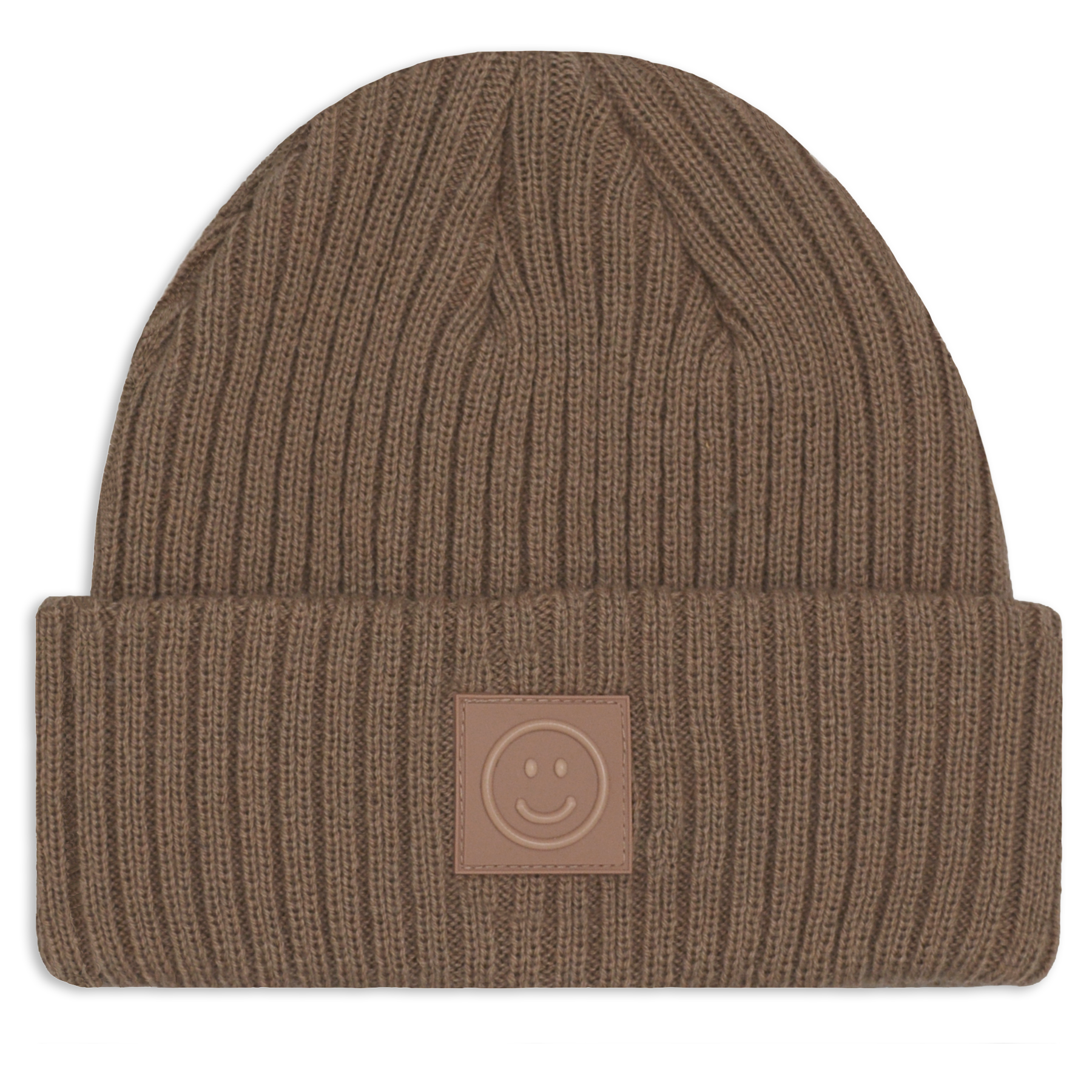Knit Hat with Smiley Patch - Children
