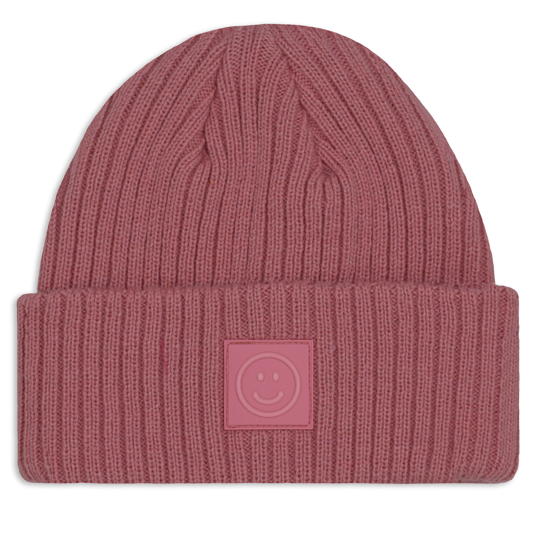 Knit Hat with Smiley Patch - Children