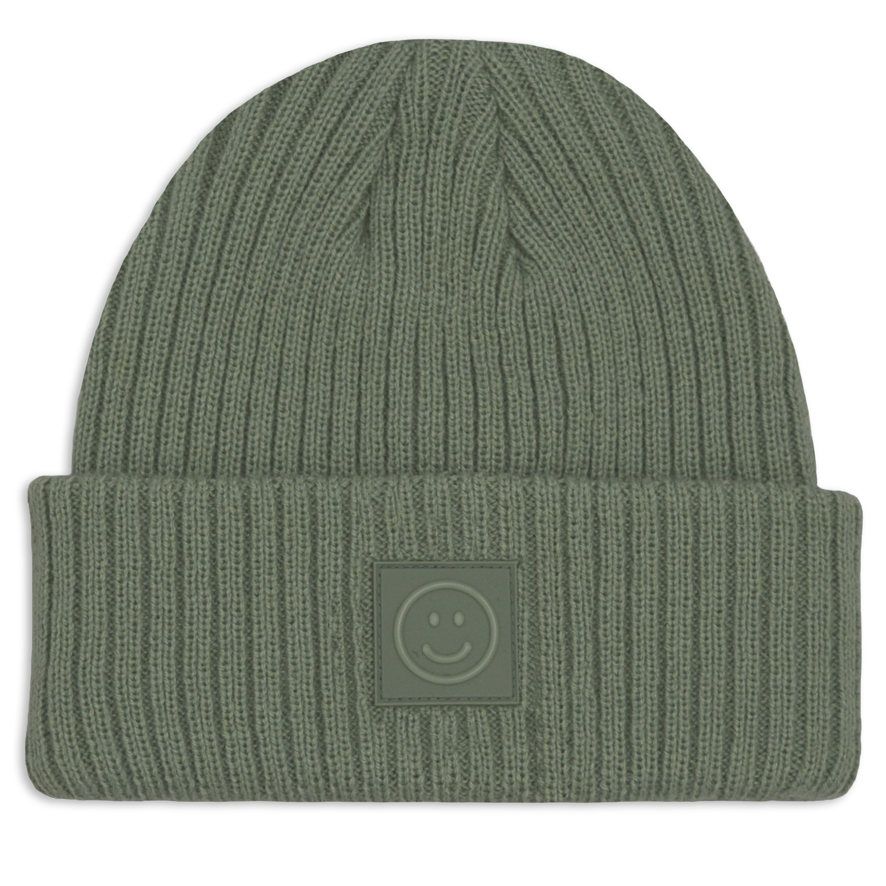 Knit Hat with Smiley Patch - Children