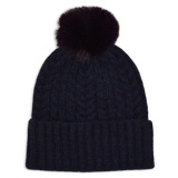 Bonnet en tricot torsadé avec pompon - Femme