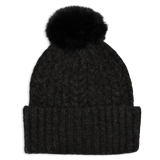 Bonnet en tricot torsadé avec pompon - Femme