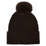 Bonnet en tricot torsadé avec pompon - Femme
