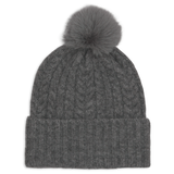 Bonnet en tricot torsadé avec pompon - Femme