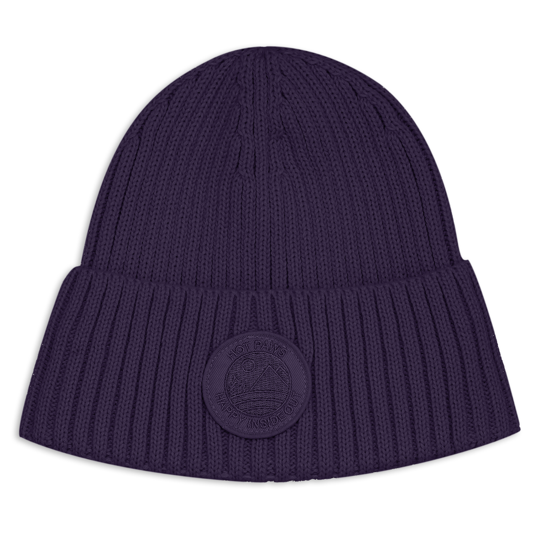 Ribbed Knit Hat with Patch - Women