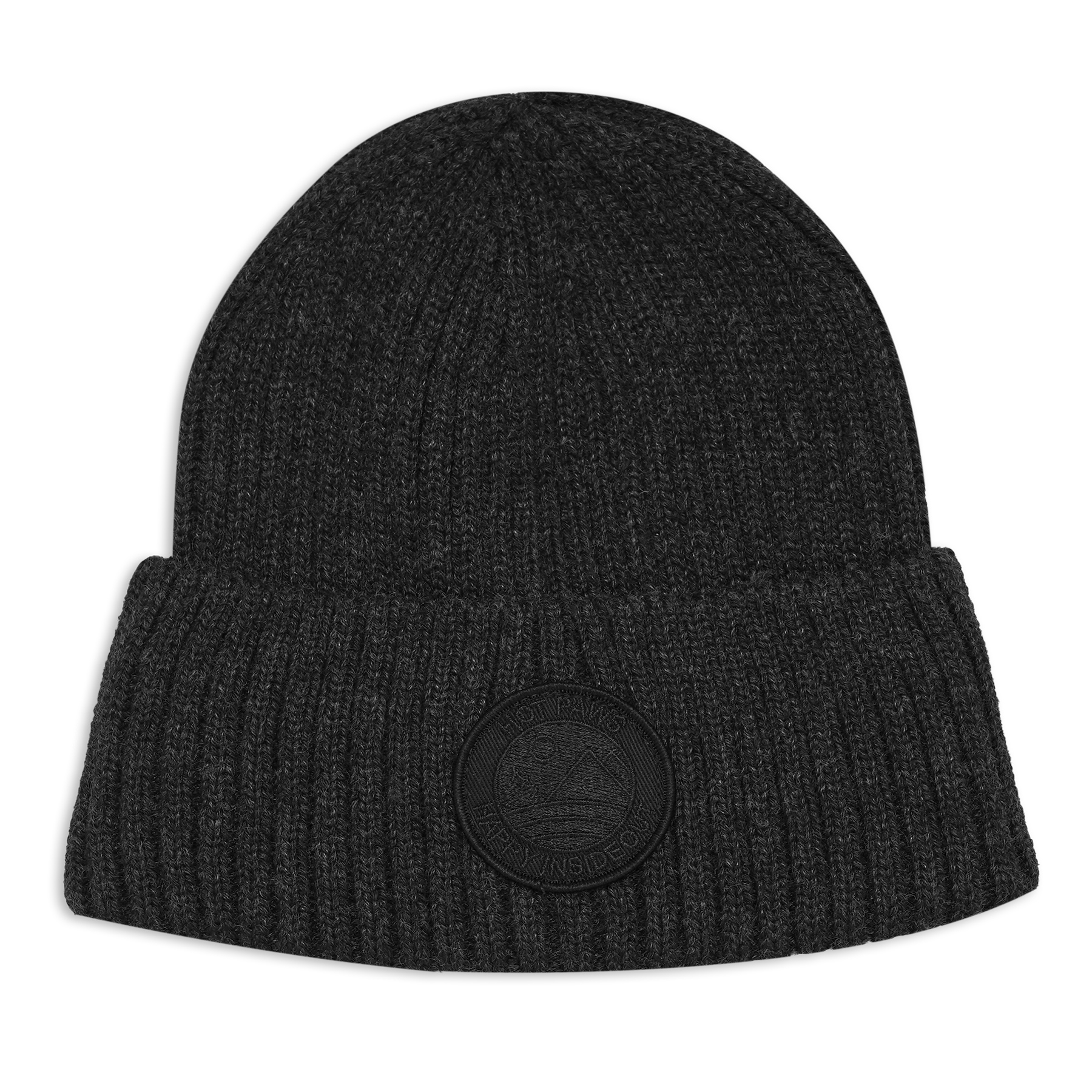 Ribbed Knit Hat with Patch - Women