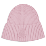 Bonnet en tricot côtelé avec écusson - Femme