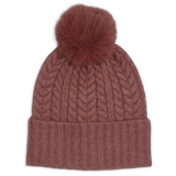Bonnet en tricot torsadé avec pompon - Femme