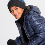boy wearing hot paws canada flip mitt fleece gloves