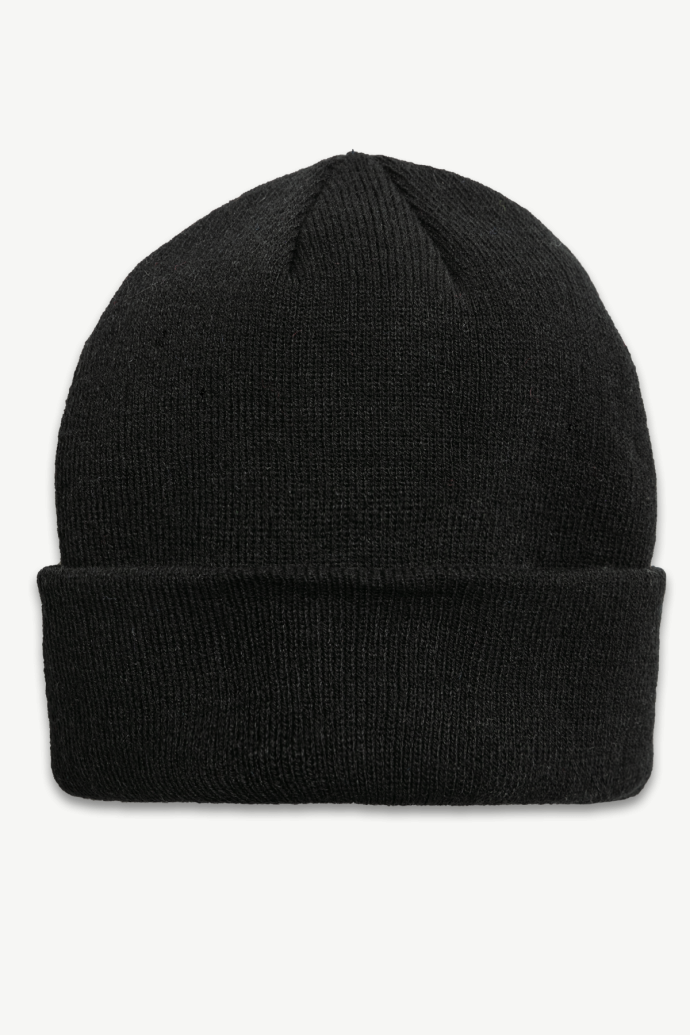 Hot Paws boys black fold-up brim knit hat