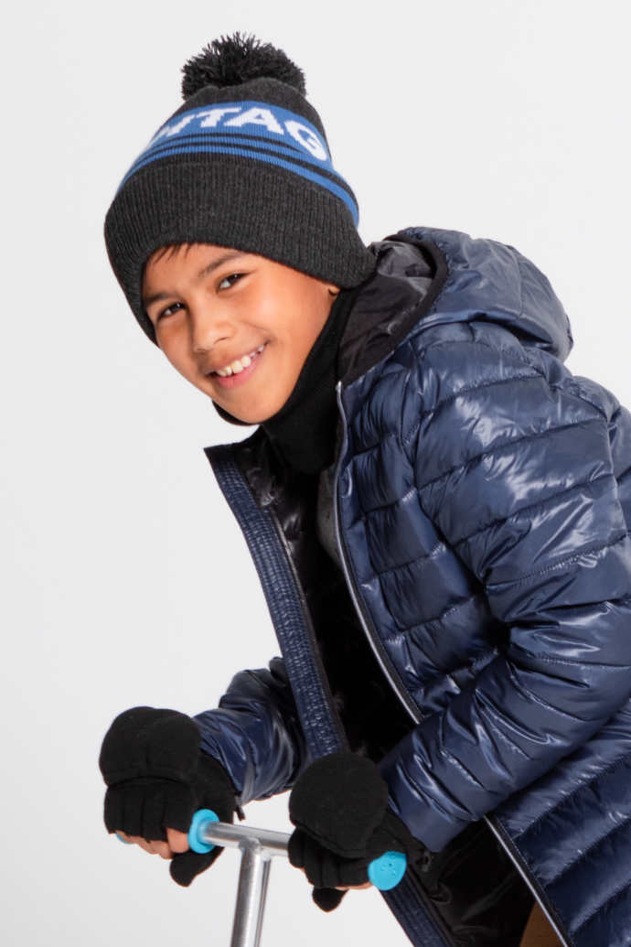 boy wearing hot paws canada flip mitt fleece gloves 