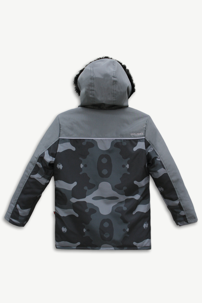 Hot Paws Owl Gray Boy's Winter Parka Jacket with Reflective Features