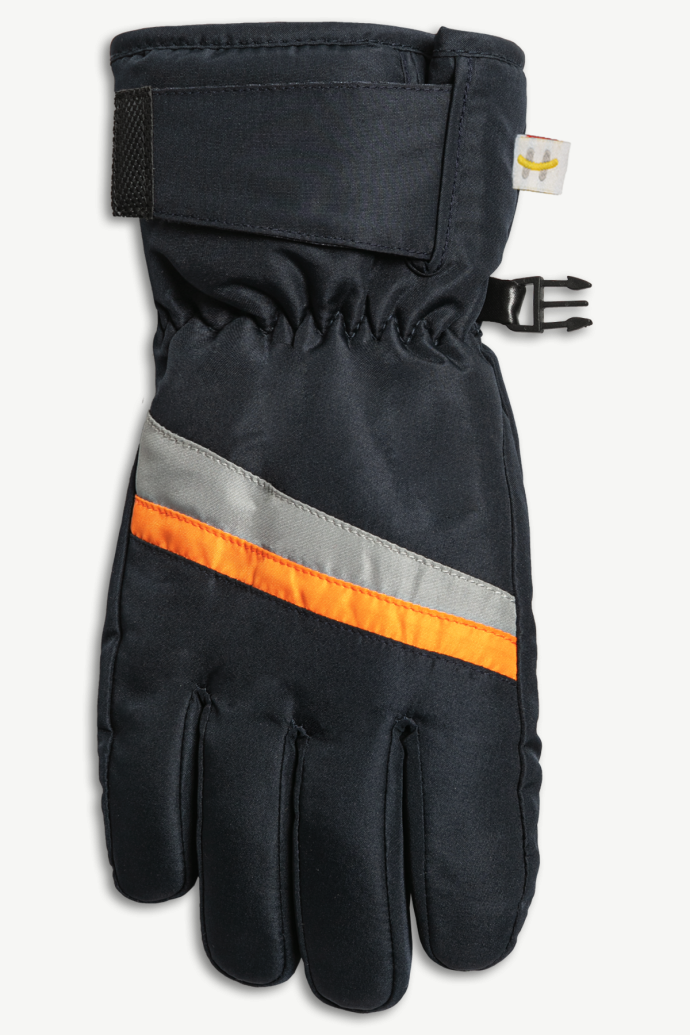 Hot Paws Boys Black Winter Ski Gloves with Orange Stripe