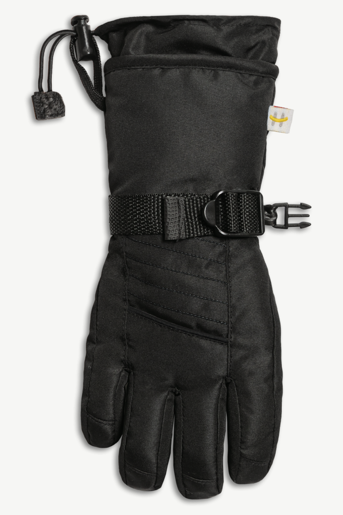 Hot Paws Boys Black Winter Long Cuff Gloves with Adjustable Wrist Strap
