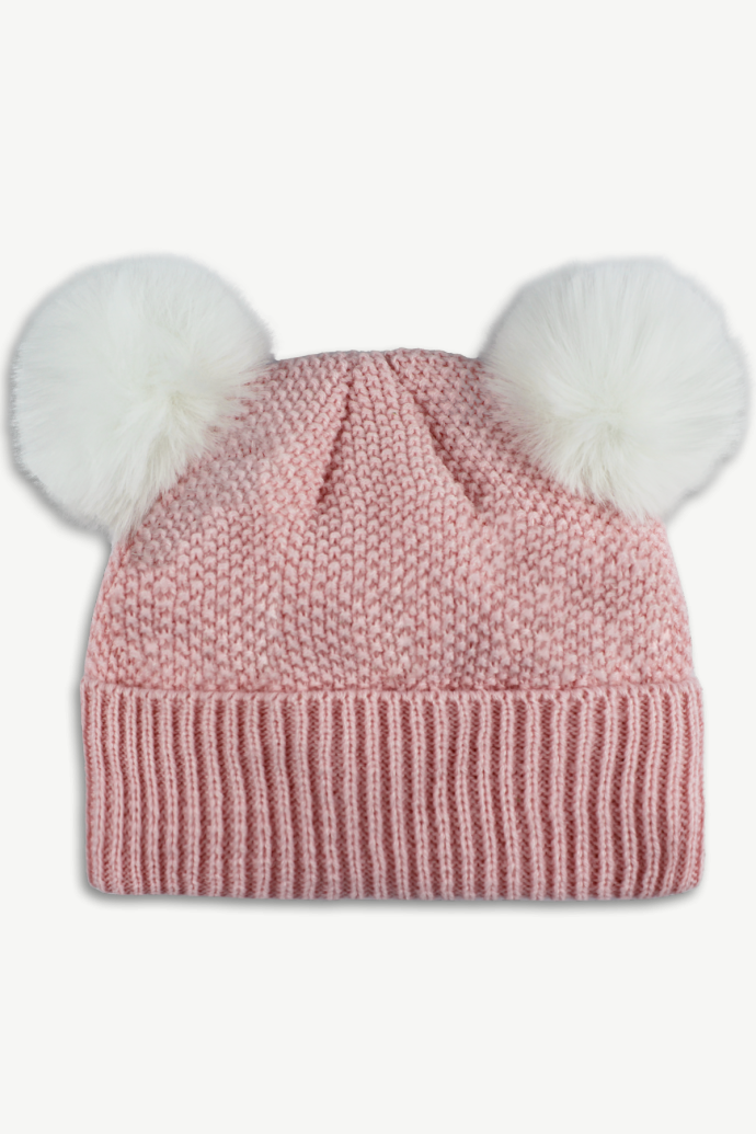 Hot Paws 4-6 yrs Kids Blush Winter Hat with Double Pom-Pom and Cozy Lining