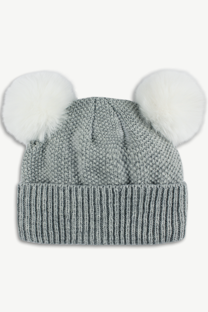 Hot Paws 4-6 yrs Kids Pebble Mix Winter Hat with Double Pom-Pom and Cozy Lining