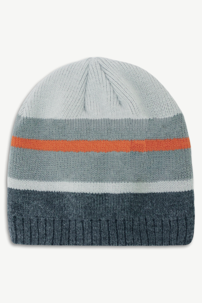 Hot Paws 4-6 yrs Kids Pebble Mix Knit Winter Hat with colourful stripes