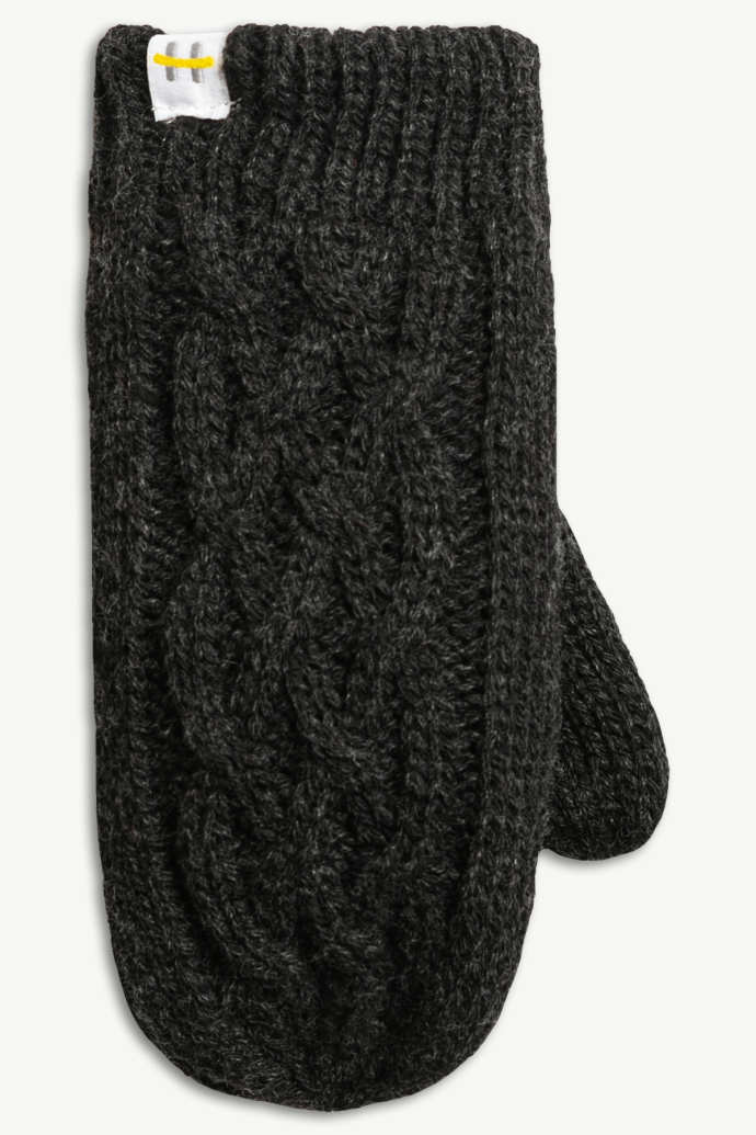 Hot Paws Winter Cable Knit Cozy Black Mix Mittens