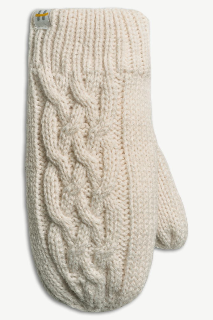 Hot Paws Winter Cable Knit Cozy Cream Mittens