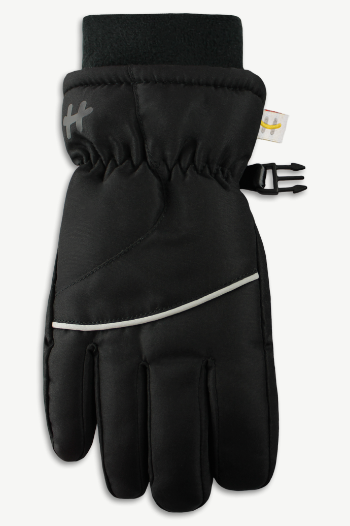 Black Winter Kids Gloves with Reflective Strip