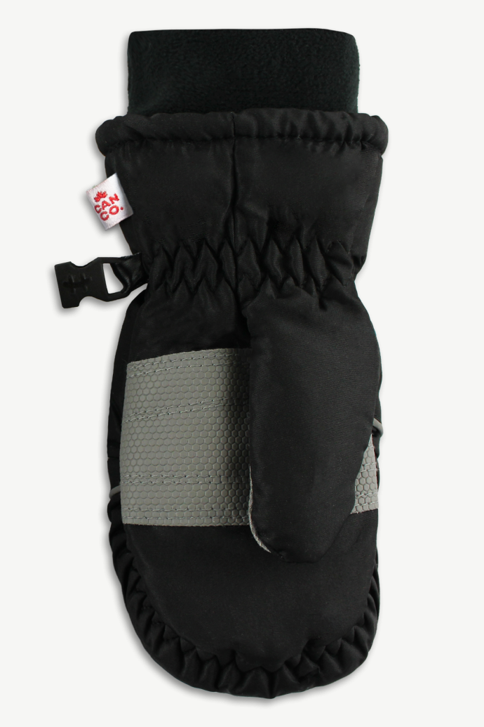 Hot Paws Winter Kids Black Mittens with Reflective Strip