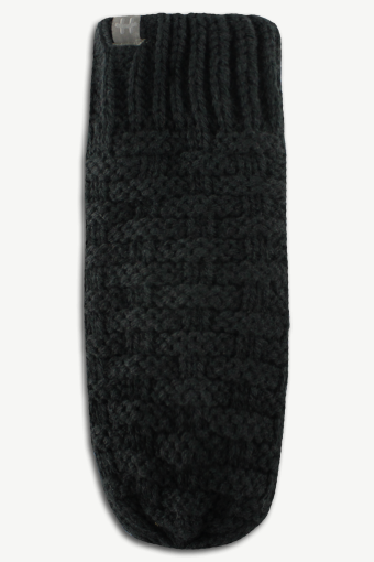 Hot Paws Girls Black Lined Knit Mittens