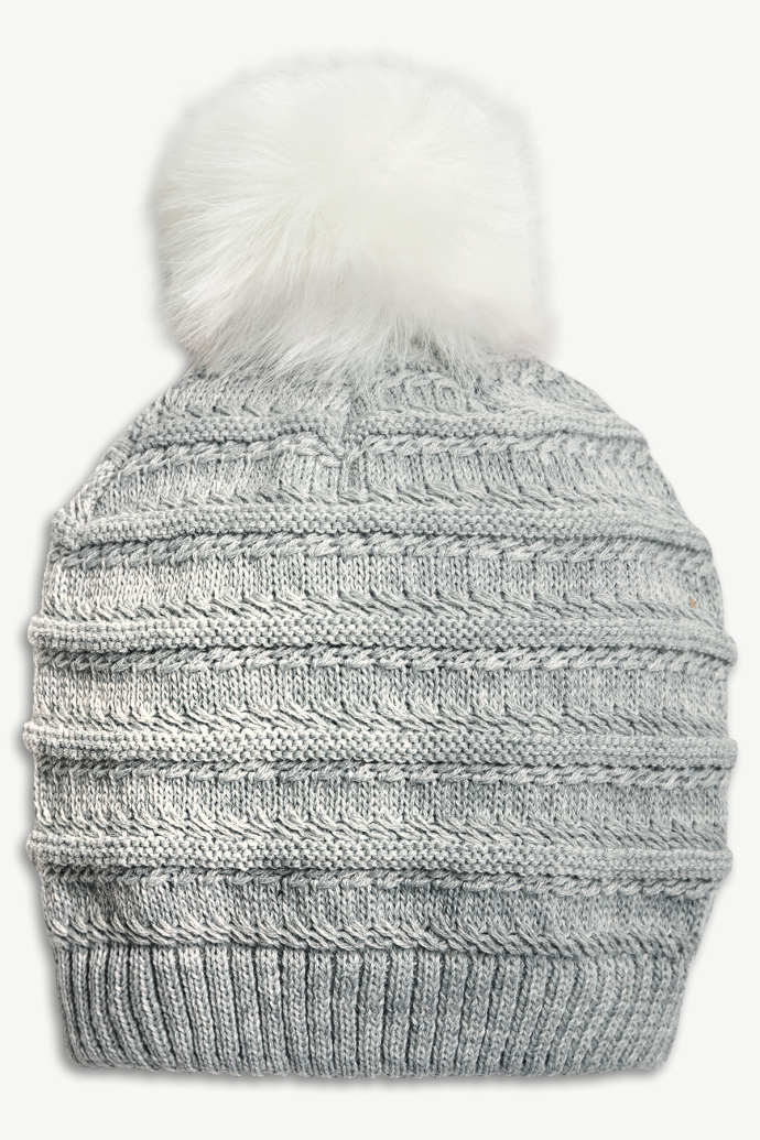 Hot Paws Pebble Mix Relaxed Fit Knit Pom-Pom Beanie for Women