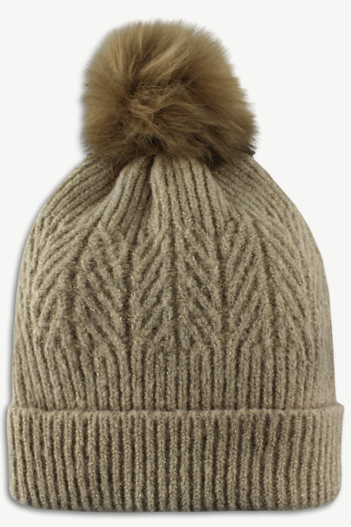 Hot Paws Latte one-size-fits-all Knit Winter Beanie for Women