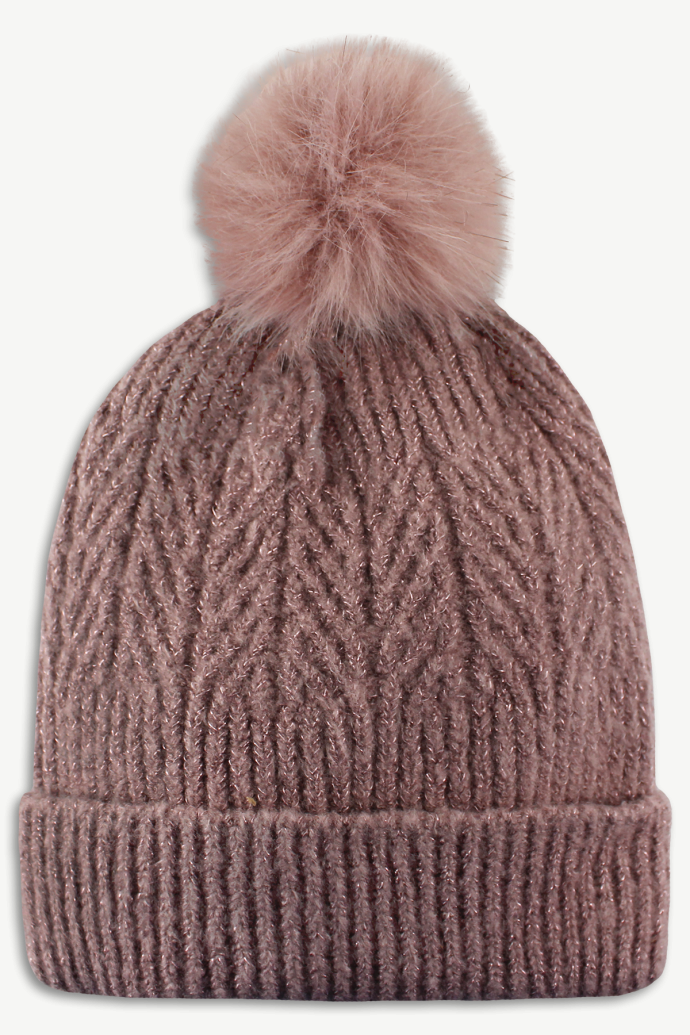 Hot Paws Pink Suede one-size-fits-all Knit Winter Beanie for Women