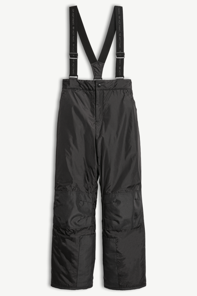 Hot Paws Black Boy's Winter Snow Pants with straps and Reflective Features