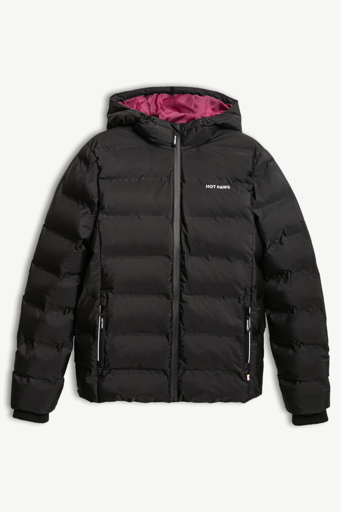 Hot Paws Black/Wine Girl's Urban Puffer Jacket with Reflective Features