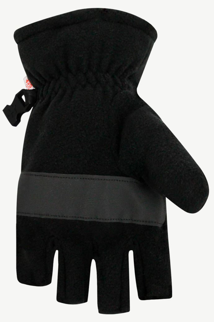 men's black fleece flip glove palm view hot paws