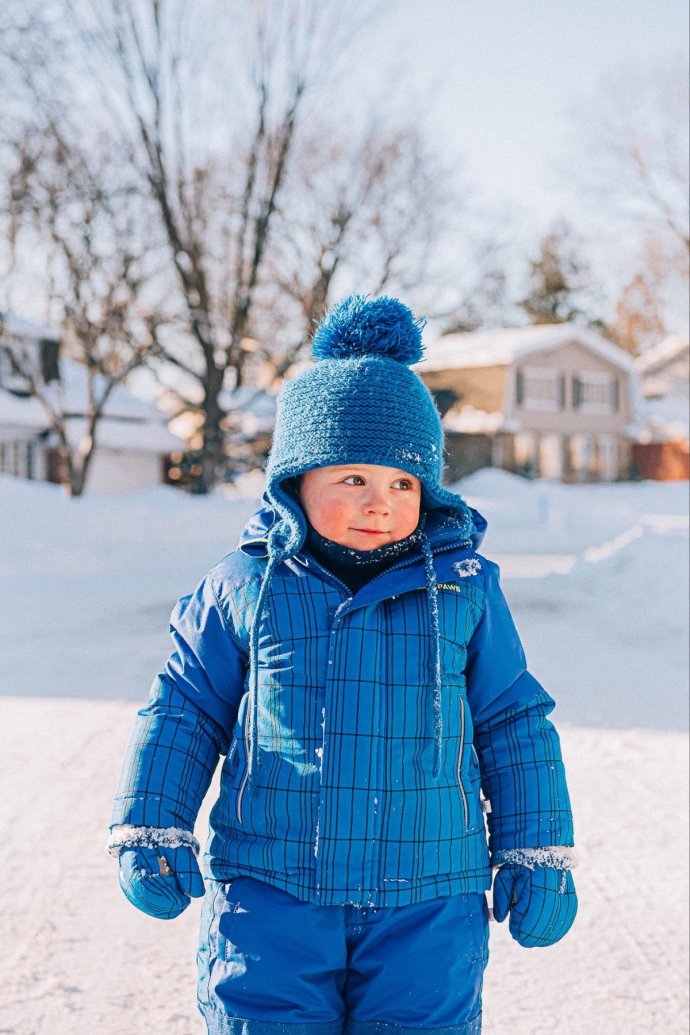 2-6 yrs Kids Winter Indigo Hat with cozy fleece lining and pompom