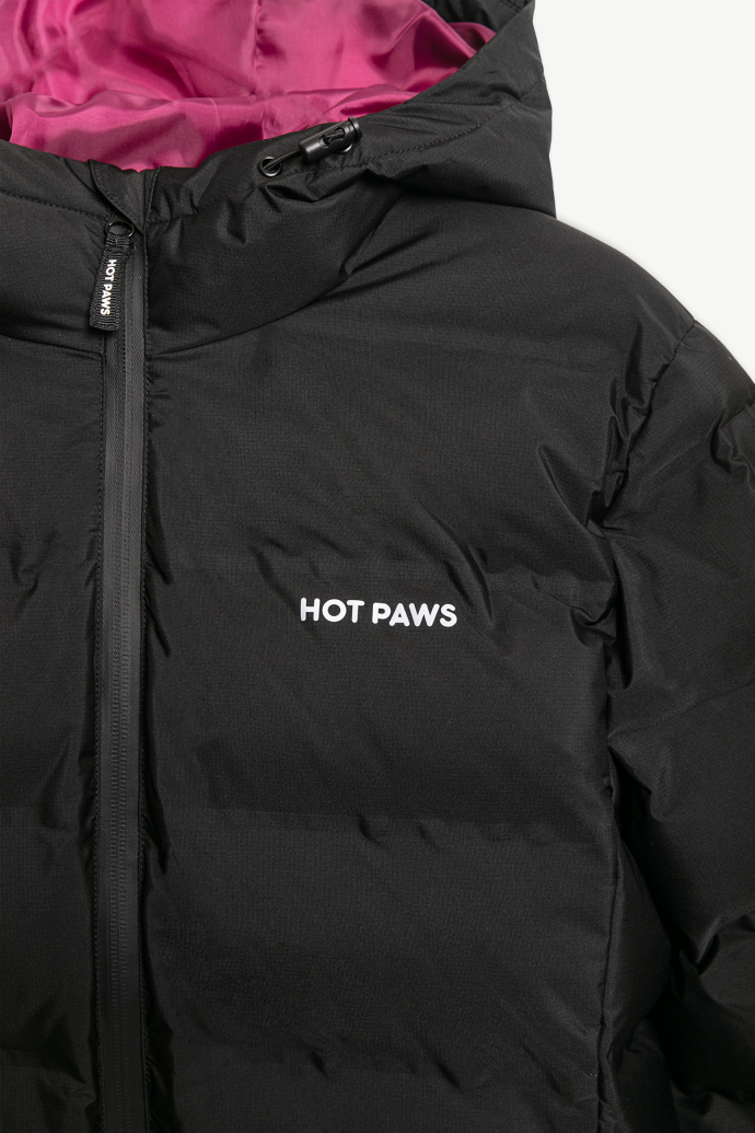 Hot Paws Black/Wine Girl's Urban Puffer Jacket with Reflective Features